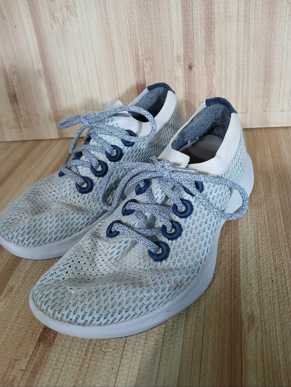 Allbirds TD Tree Dashers White Blue Mesh Sneakers Breathable Lace Up Women's 9